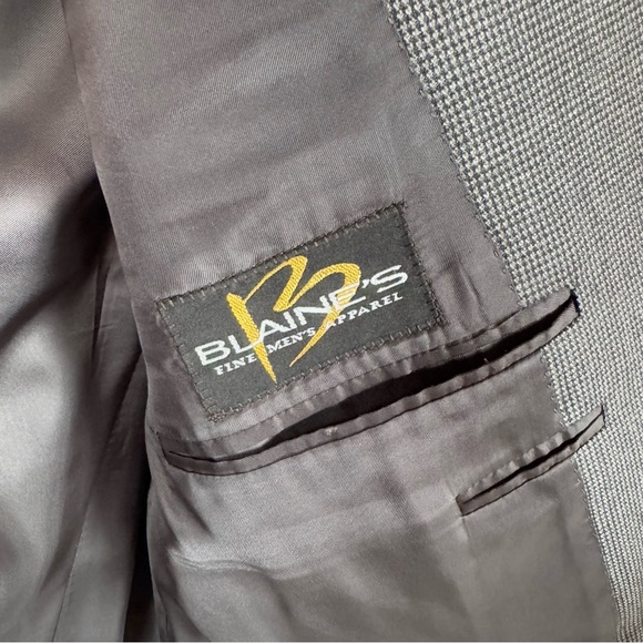 Canali 100% Wool Light and Dark Gray Micro Check Classic 2 Button Blazer Sz 46L - Picture 11 of 12